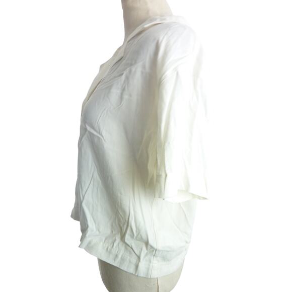 Madewell Cream Button Up Short Sleeve Top Women's Medium - Picture 4 of 7